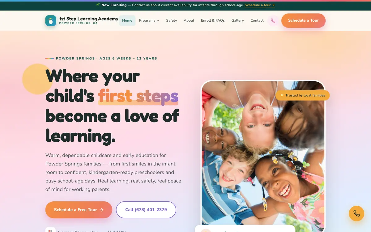 The 1st Step Learning Academy website